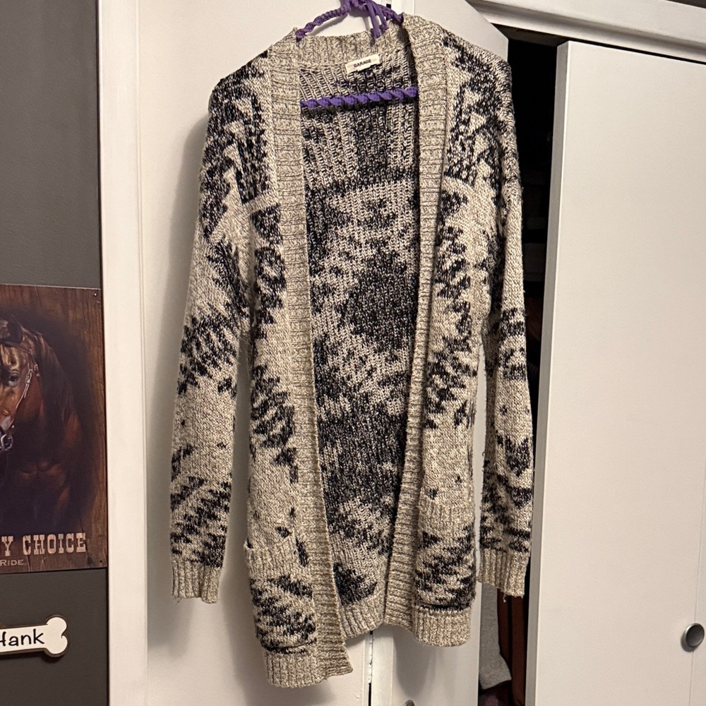 Garage Black and Cream Patterned Cardigan